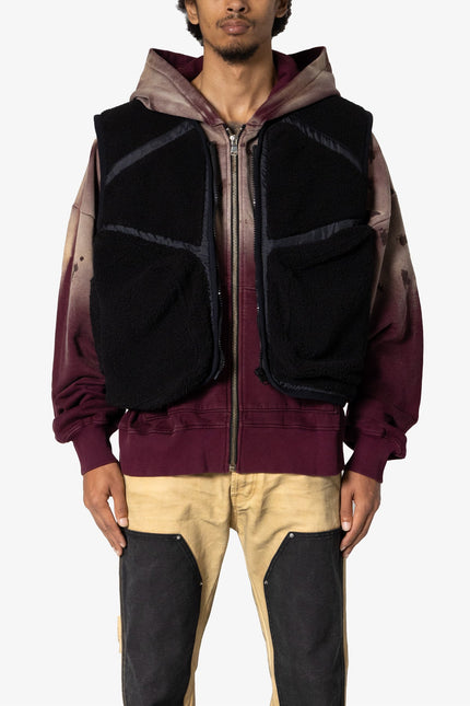 Cropped Tech Sherpa Vest - Black