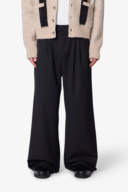 Easy Pleated Trouser Pants - Black