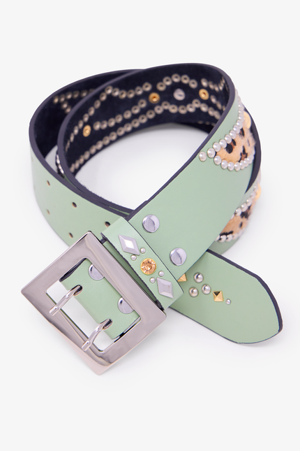 Vintage Python Belt - Sage/Cheetah