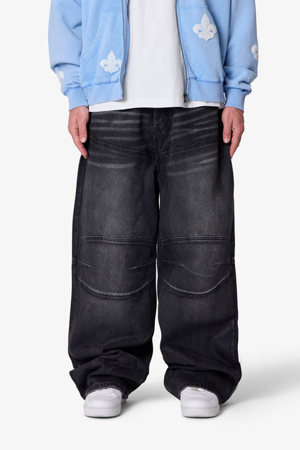 Mega Baggy Moto Denim - Waxed Black