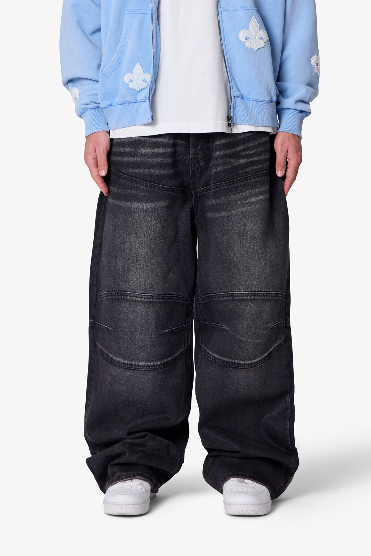 Mega Baggy Moto Denim - Waxed Black | mnml