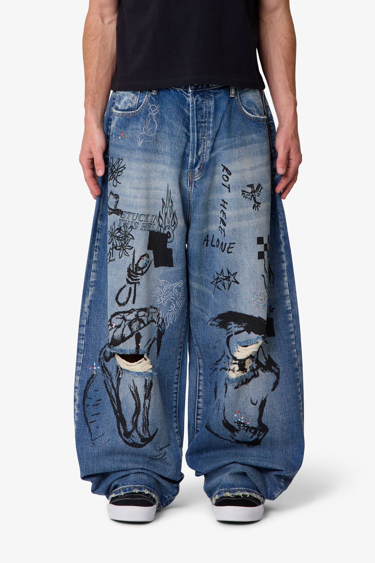 Mega Baggy Sketch Denim - Blue | mnml