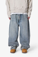 Mega Baggy Waxed Denim - Medium Blue