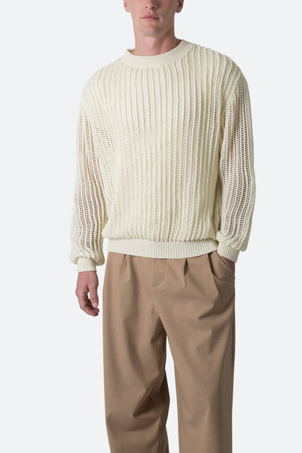 Mesh Knit Sweater - Cream