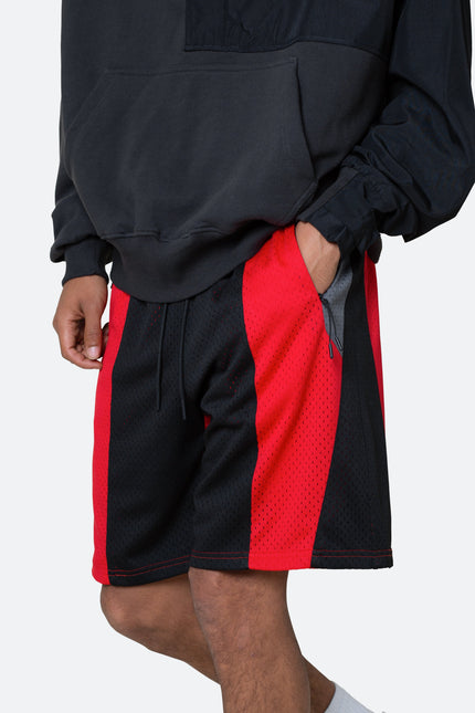 Mesh Paneled Shorts - Black/Red