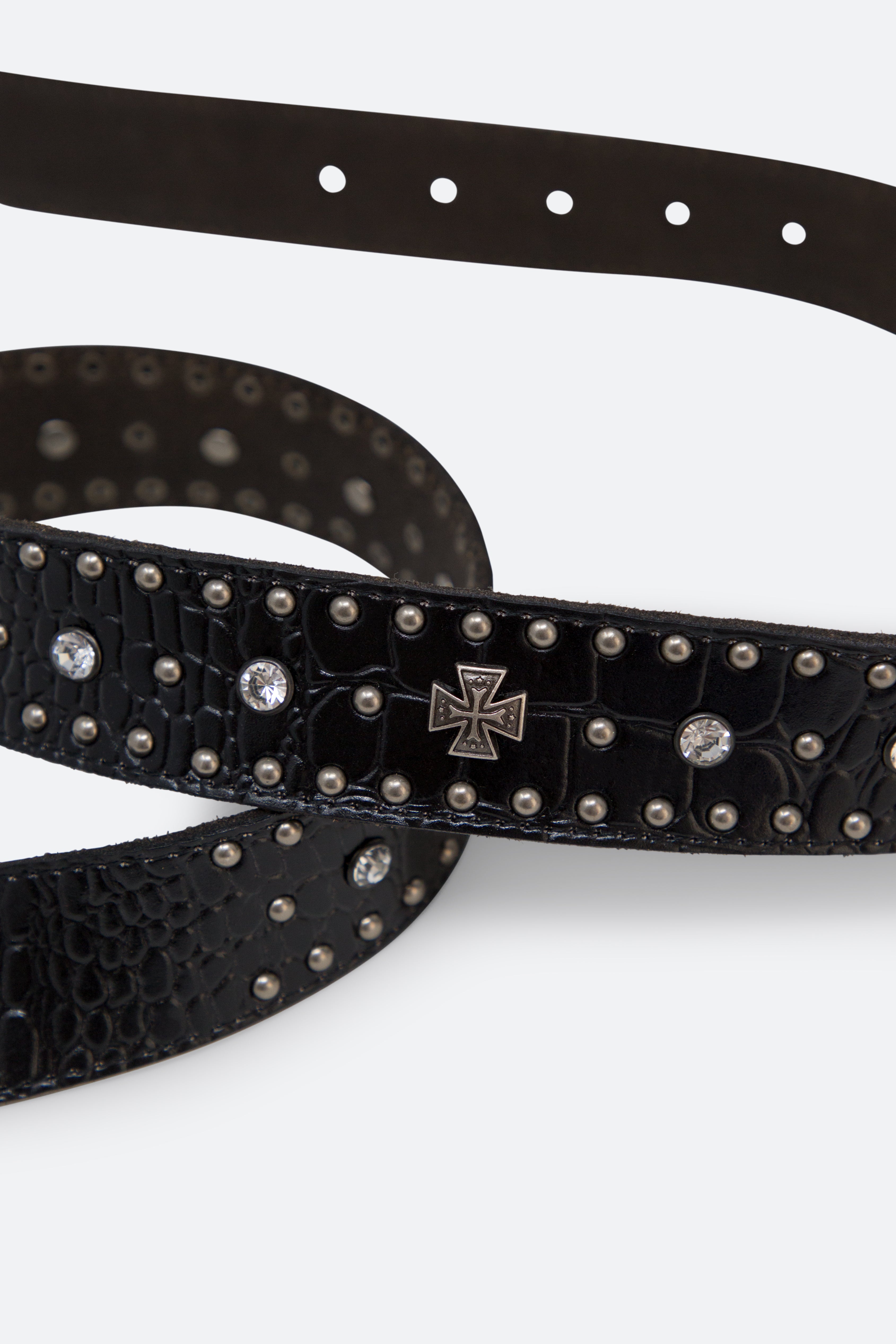 Metal Cross Studded Belt - Black | mnml | shop now 