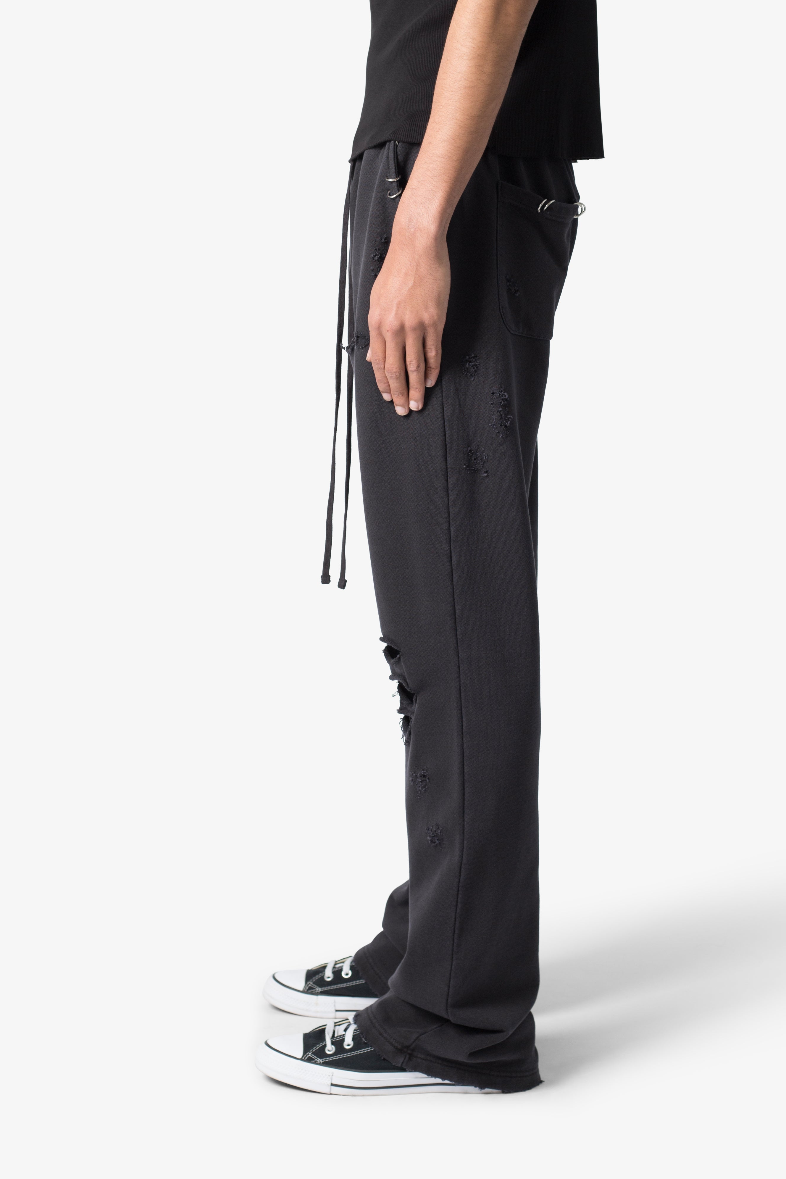 Metal Ring Flared Sweatpants - Black | mnml | shop now