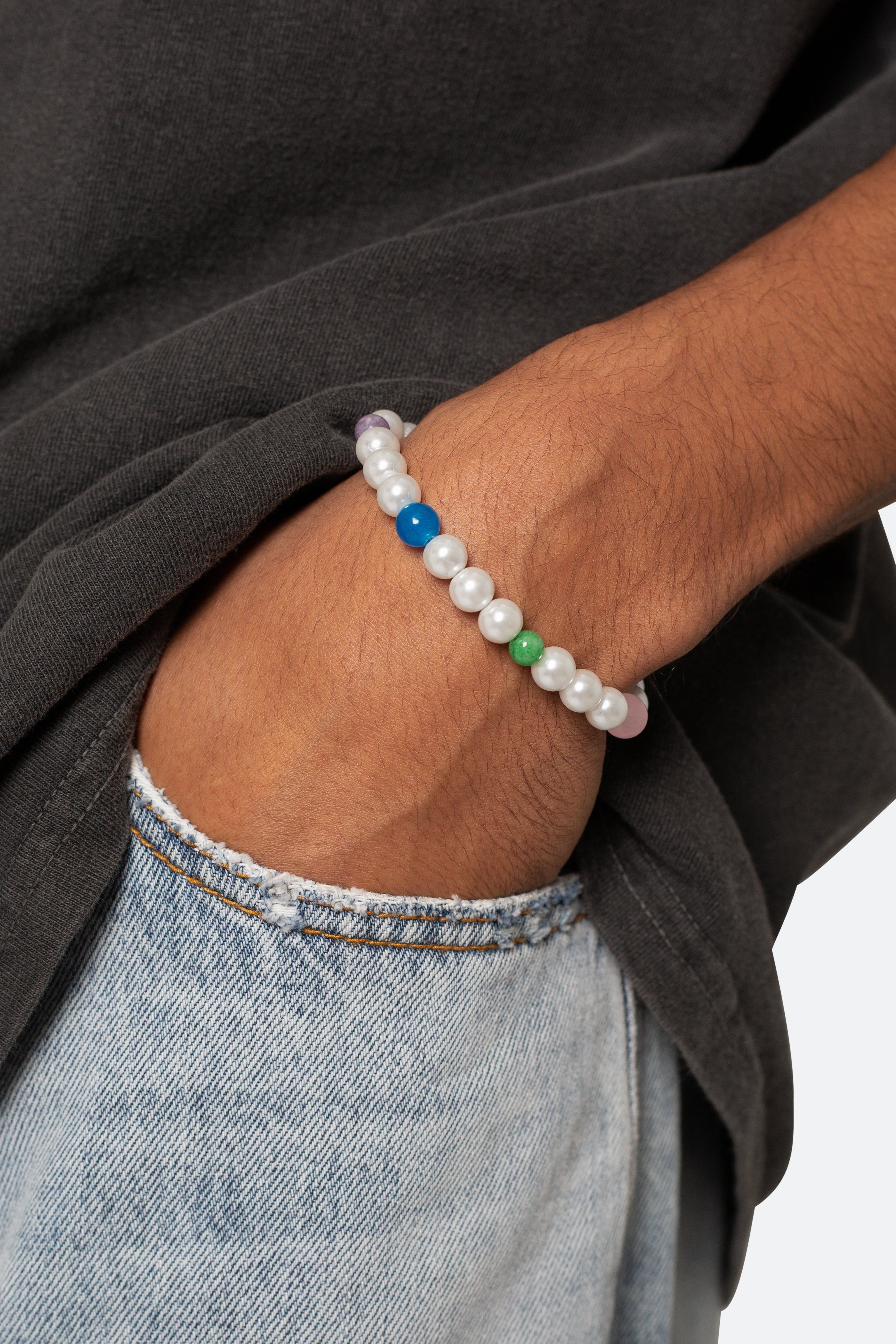 Mixed Beaded Pearl Bracelet - Multi | mnml | shop now