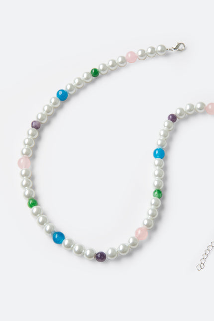 Mixed Beaded Pearl Necklace - Multi