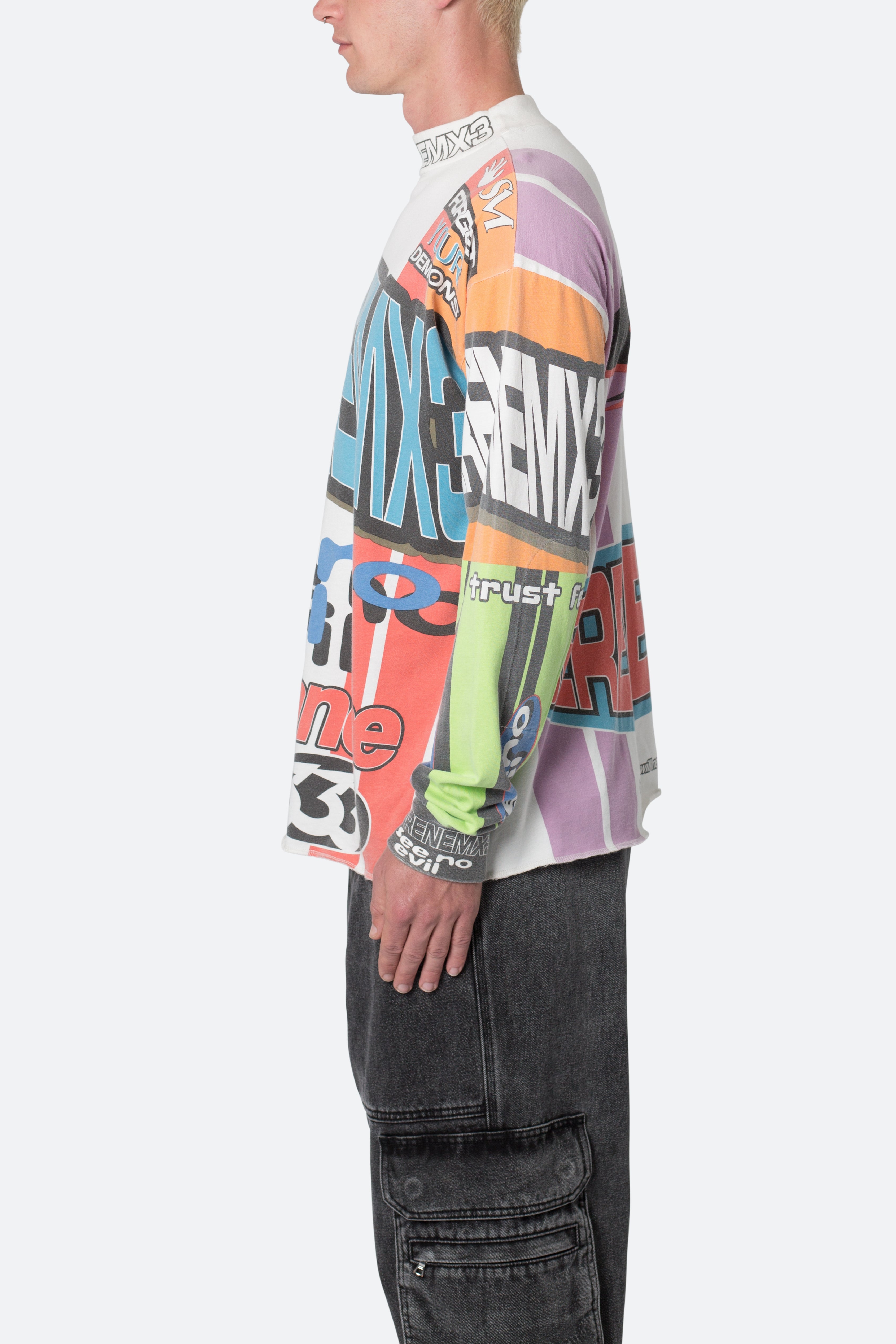 Mock Neck Motocross L/S Tee - Multi | mnml