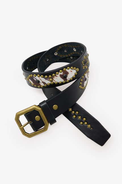 Mojave Leather Belt - Cow Print