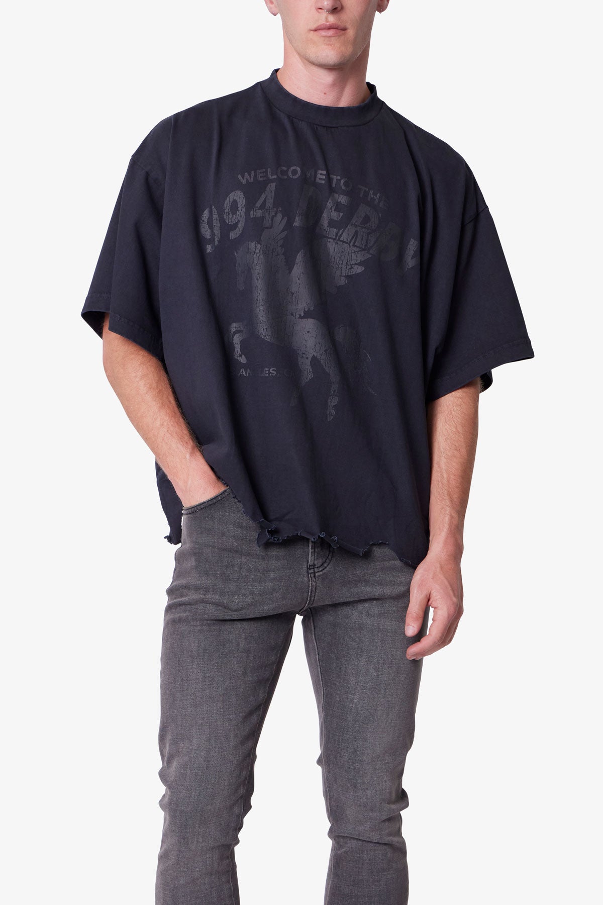 Moth Eaten Cropped Tee - Black | mnml