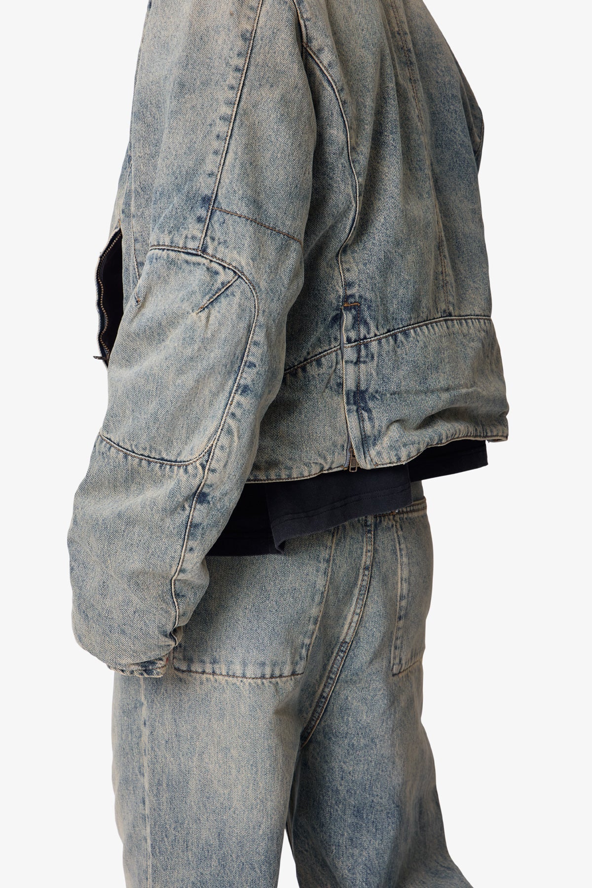 Locking In Stretch Moto Denim Jacket - Vintage Wash