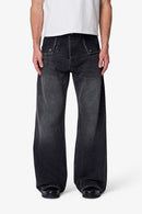 Mule Pocket Kick Flare Denim - Washed Black