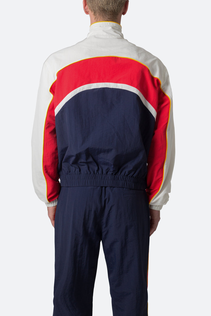 Nylon Collared Track Jacket - Red/White/Blue | mnml | shop now