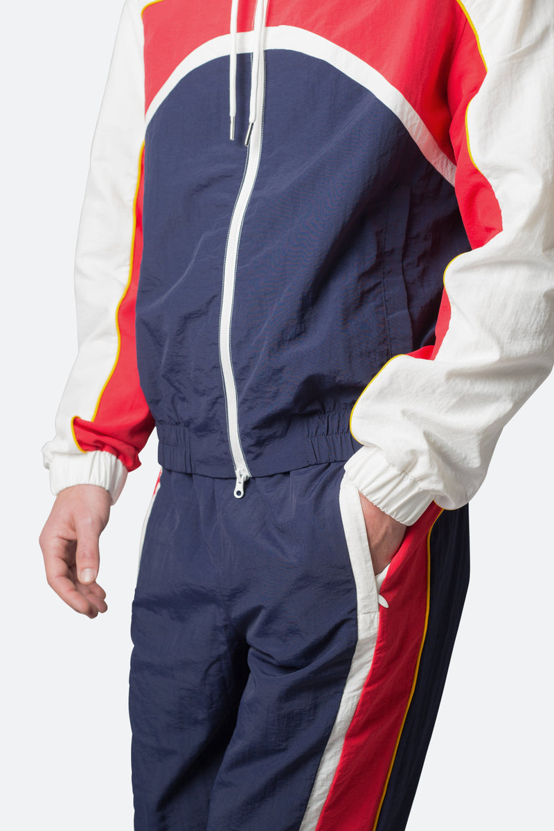 Nylon Collared Track Jacket - Red/White/Blue