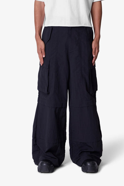 Nylon Rave Cargo Pants - Black | mnml