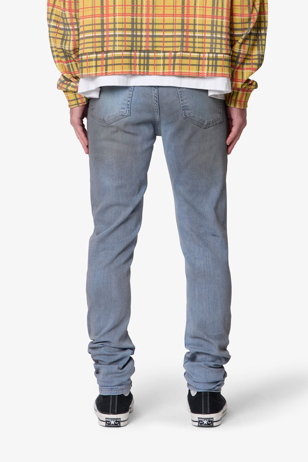 Oil Ruched Skinny Denim - Blue | mnml