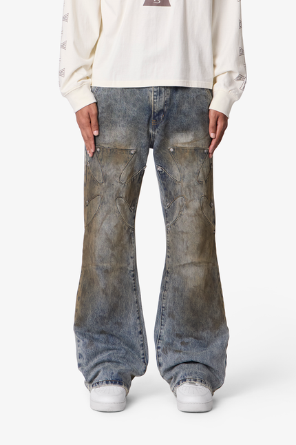 Oil Stain Iron Cross Denim - Blue