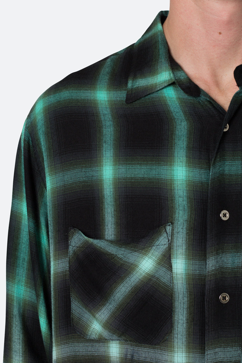 Ombre Flannel Shirt - Black/Green