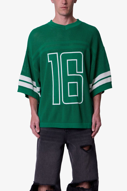 Open Knit Varsity Jersey Shirt - Kelly Green