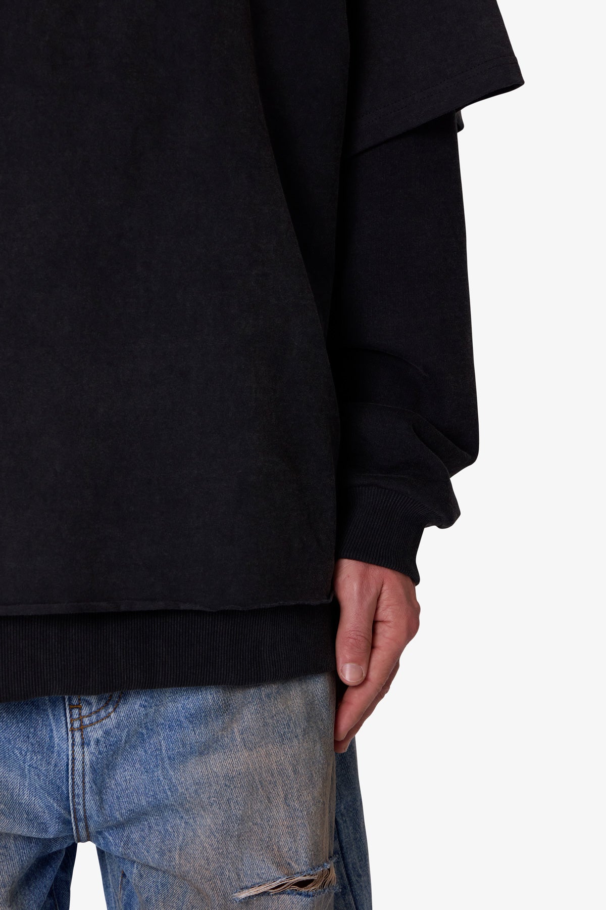 Over Tee Layer Hoodie - Washed Black | mnml | shop now