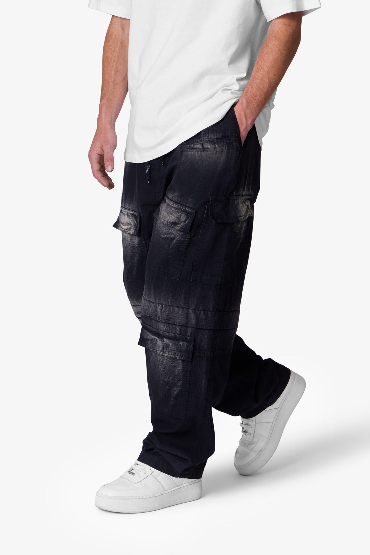 Oversized Cargo Pants - Washed Black | mnml
