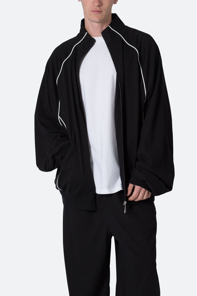 Oversized Jersey Track Jacket - Black/White | mnml | shop now