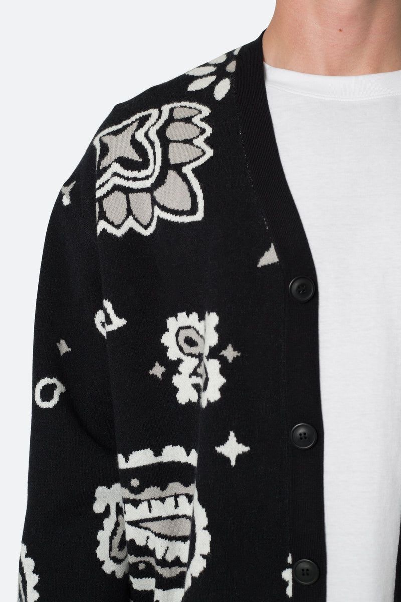 Paisley Cardigan Sweater - Black