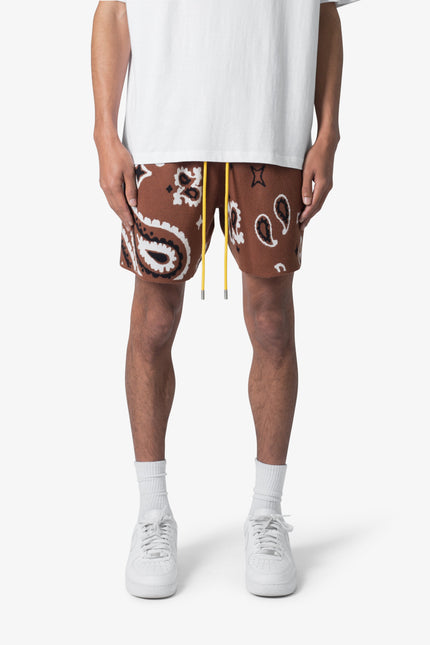 Paisley Knit Shorts - Brown