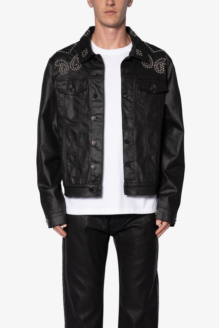 Paisley Stud Trucker Jacket - Black