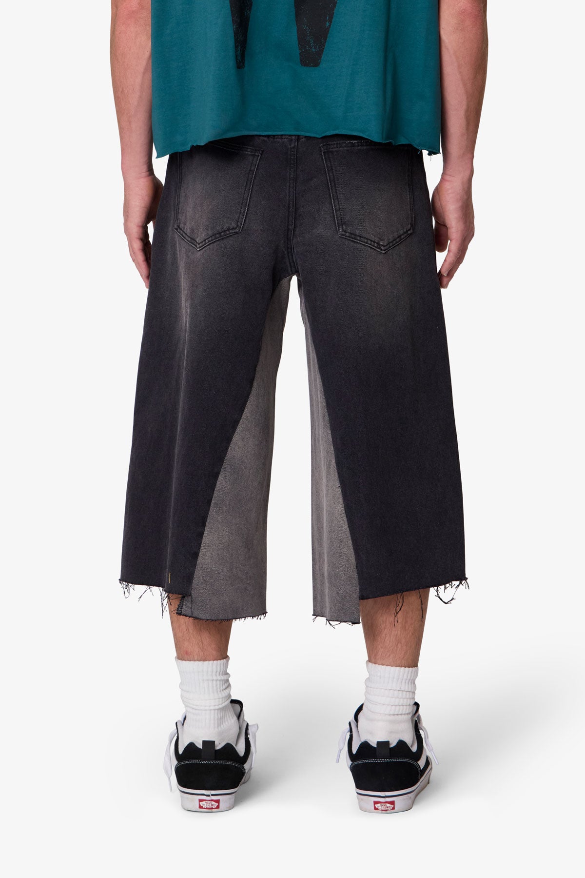 Panelled Denim Shorts - Washed Black | mnml