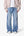 Paneled Distressed Kick Flare Denim - Blue