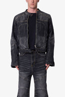 Chaqueta vaquera estilo motera con paneles - Negro lavado