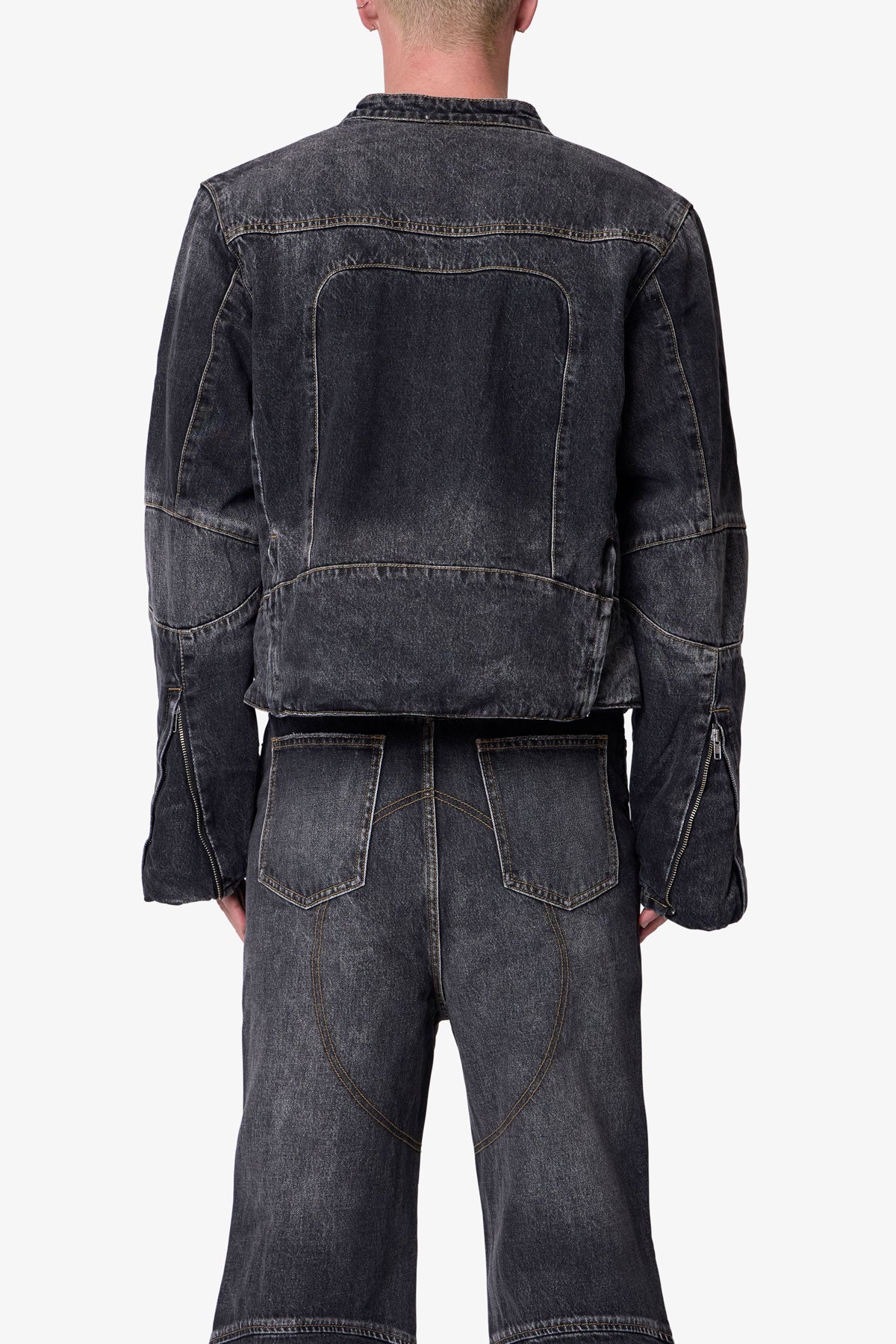  Motorrad New Denim 34 モーターサイクルジャケット Paneled Moto Denim Jacket - Washed Black | mnml
