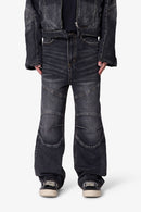 Paneled Moto Denim - Washed Black