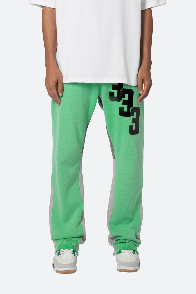 Patched Contrast Bootcut Sweatpants - Green