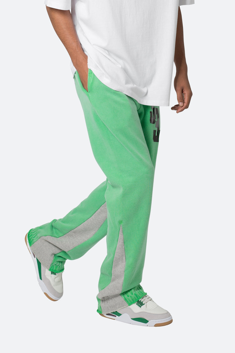 Patched Contrast Bootcut Sweatpants - Green | mnml | shop now