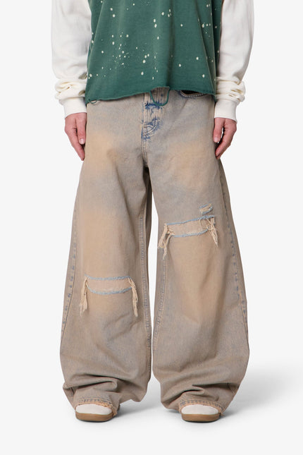 Patched Rave Denim - Washed Brown