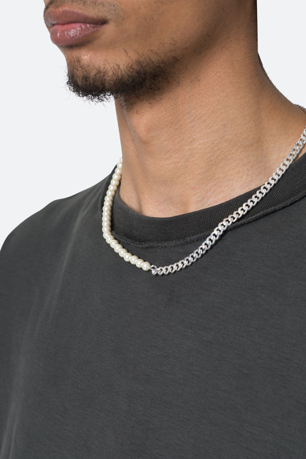 Pearl and Cuban Chain Necklace - Off White