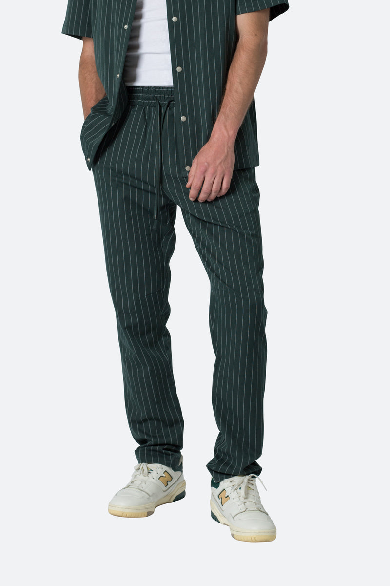 Pinstripe Drawcord Pants - Green | mnml | shop now