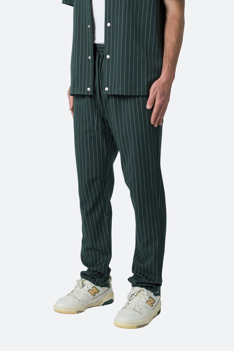 Pinstripe Drawcord Pants - Green