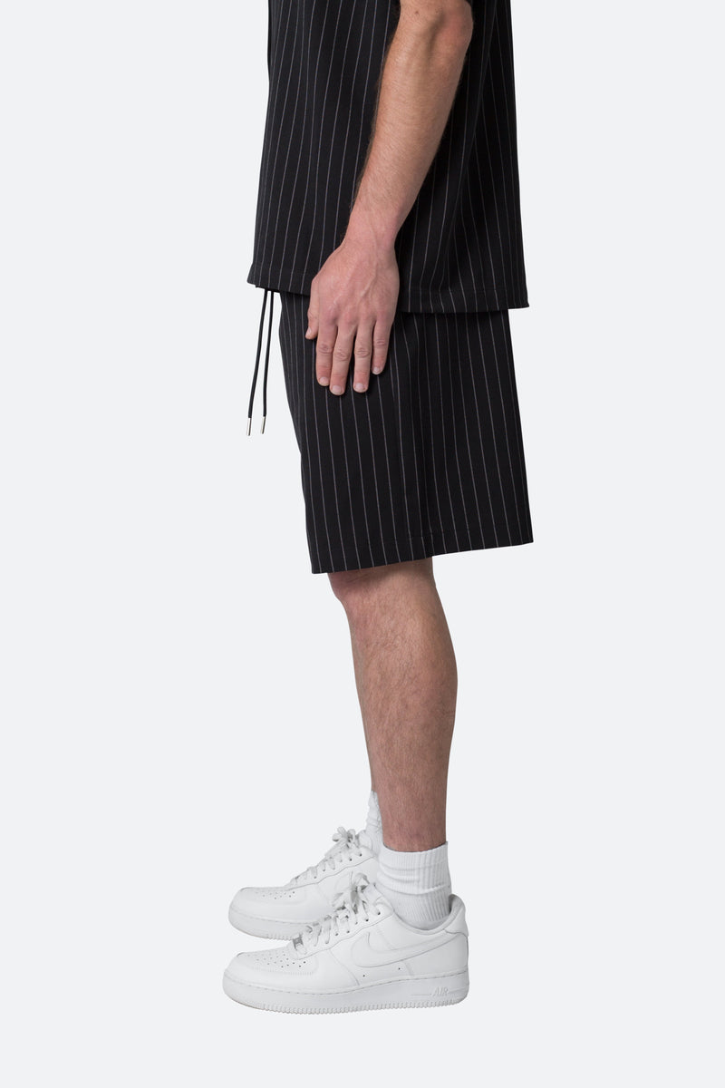 Pinstripe Shorts - Black | mnml | shop now