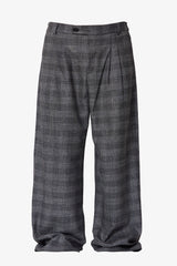 Plaid Barrel Trouser Pants - Grey