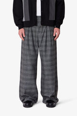 Plaid Barrel Trouser Pants - Grey