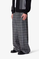 Plaid Barrel Trouser Pants - Grey