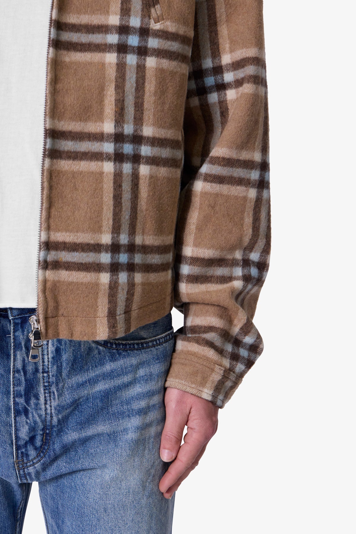 Plaid Flannel Front Zip Jacket - Brown/Cream | mnml | shop now Plaid Flannel Front Zip Jacket - Brown/Cream | mnml | shop now