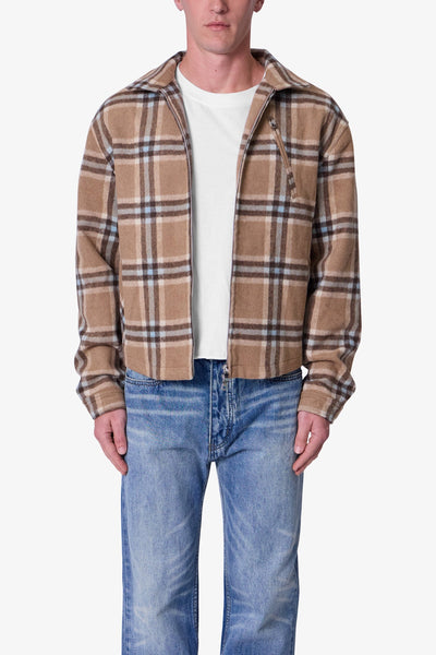 20AW Plaid Zip Up Polo M