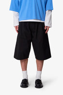 Pleated Twill Shorts - Black