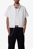 Chemise courte à manches courtes en popeline blanche